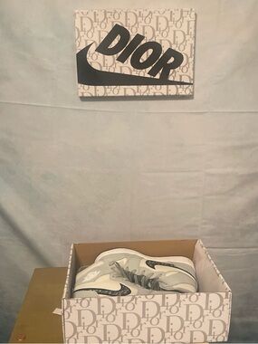 Dior Kids White and Gray Low-Top Sneakers